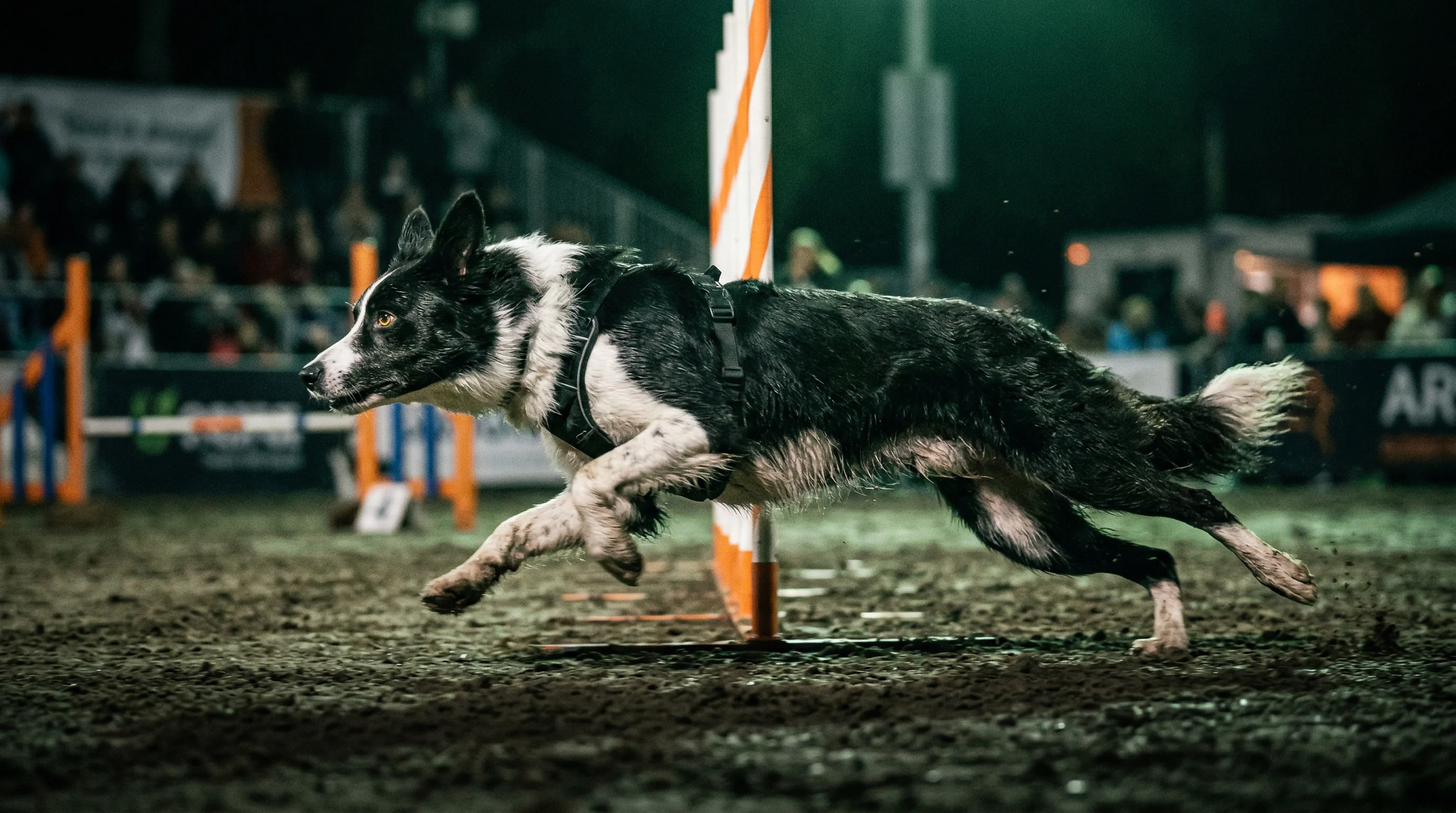 Pies sportowy w pełnym biegu